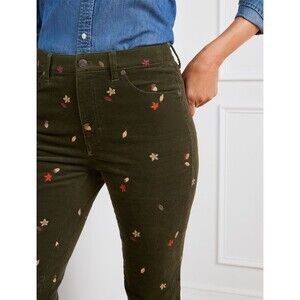 Talbots Women’s Stretch Corduroy Straight Leg Pants Acorn Leaves Green 6P Fall